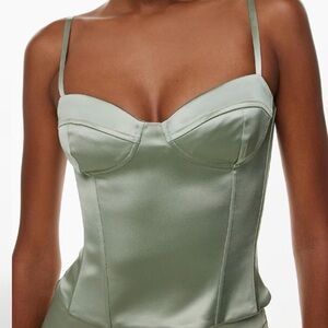 Aritzia Sage Green Satin Corser